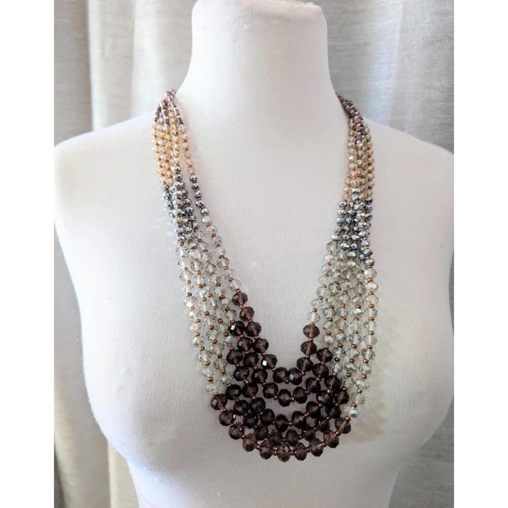 Denis & Charles Rush Heavy Crystal Beaded Multi Strand Statement Necklace